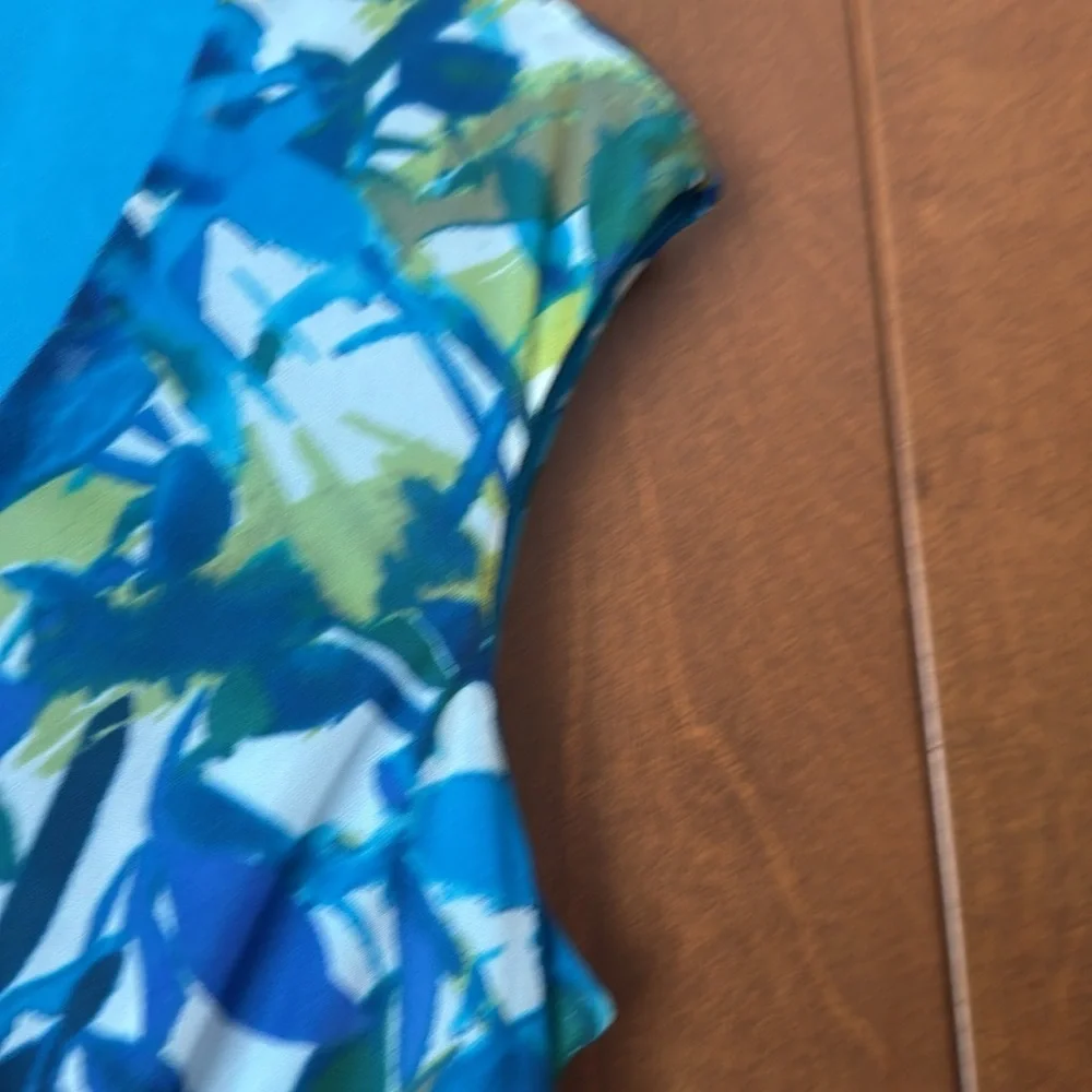 Connected Apparel Blue and Green Patterned Dress Size 8 - Picture 4 of 8